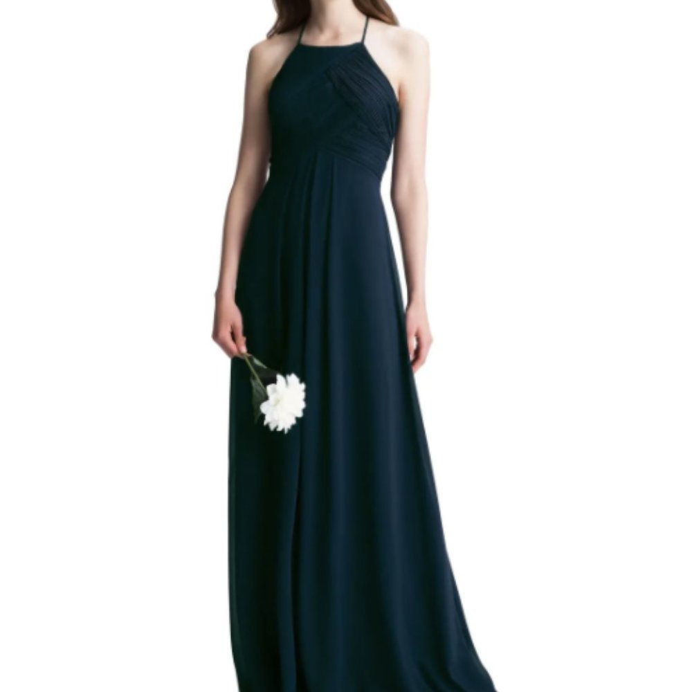 Levkoff Nordstrom Navy Halter Bridesmaid Dress